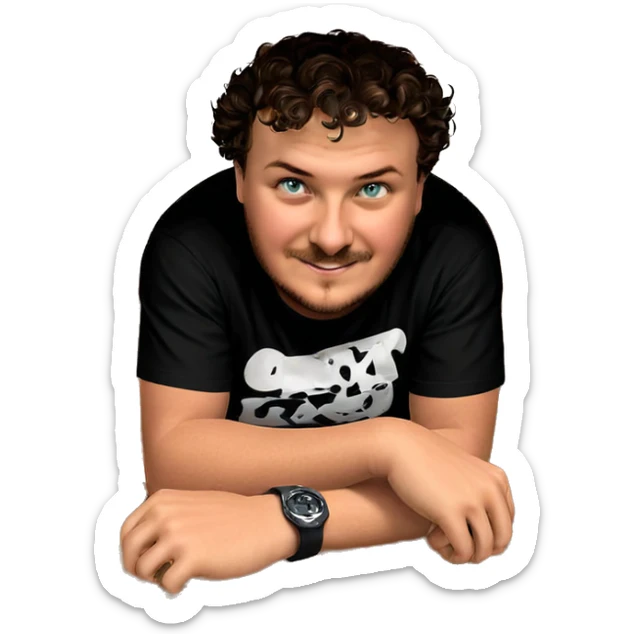 meme boy in black shirt sticker
