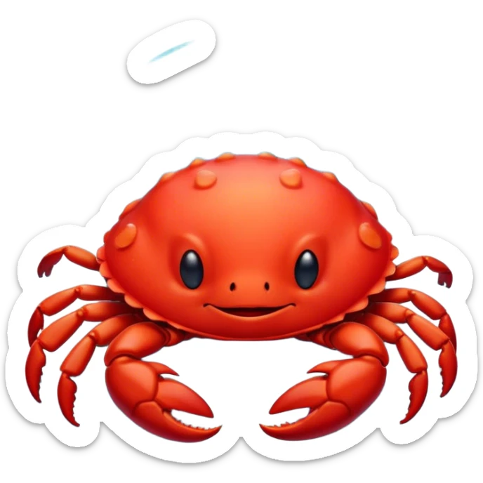 Meme-Worthy Cute Sleeping Red Crab Portrait Emoji, Head resting peacefully with a contented smile, showcasing a robust, vivid scarlet carapace and softly closed eyes in serene slumber, Simplified yet adorably endearing features, highly detailed, glowing with a soft, drowsy ocean light, high shine, relaxed and utterly lovable, stylized with an air of playful laziness, soft glowing outline, capturing the essence of a sleeping red crab that feels destined to become the next viral icon of adorable rest! sticker