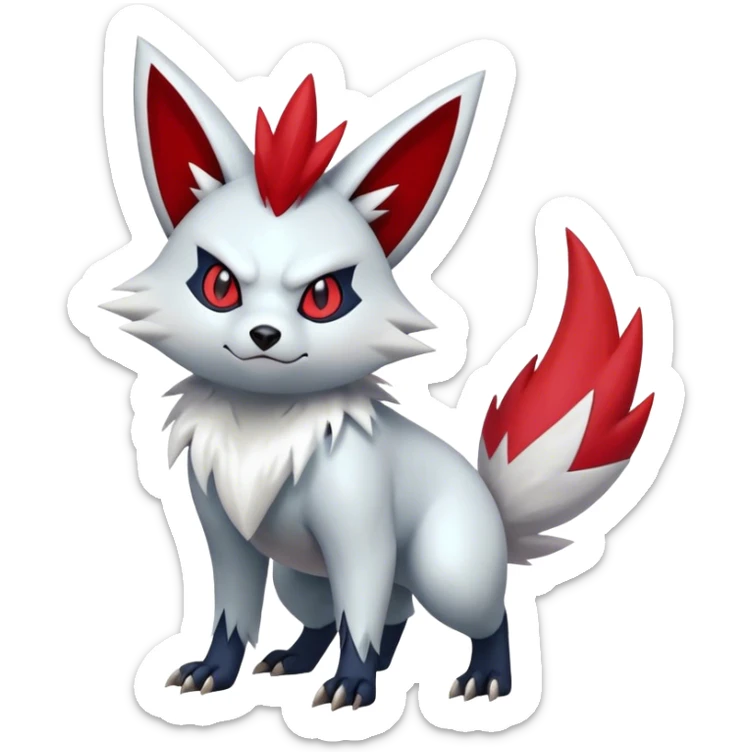 Epic Shiny Cool Edgy Zangoose-Zorua-Pokemon-fakemon-hybrid-animal Full Body  sticker