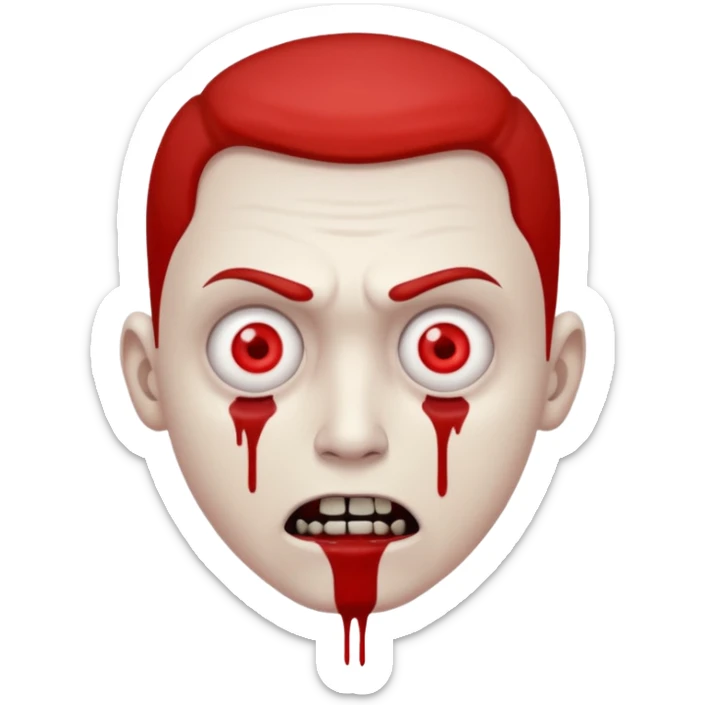 A realistic portrait of a man in horror, waist-length sticker