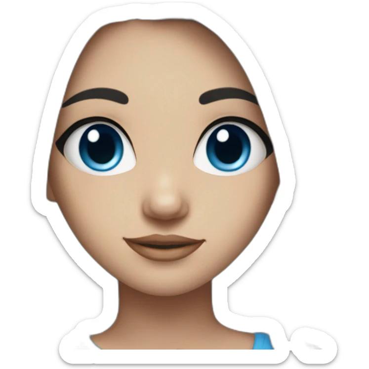 Girl with black hair and blue eyes and her hair is tied sticker