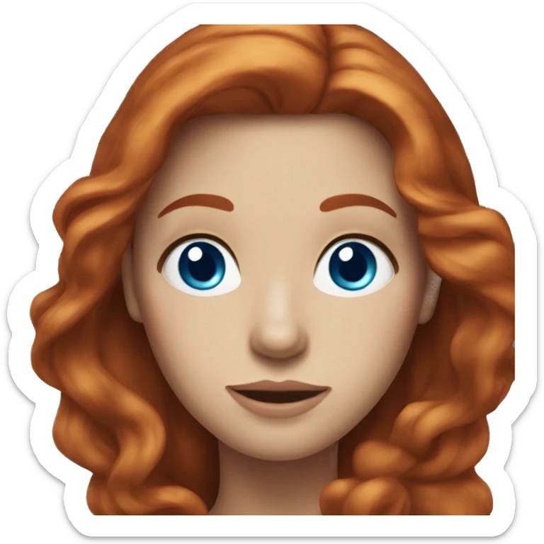 Redhead woman  with long hair blue eyes freckles sticker
