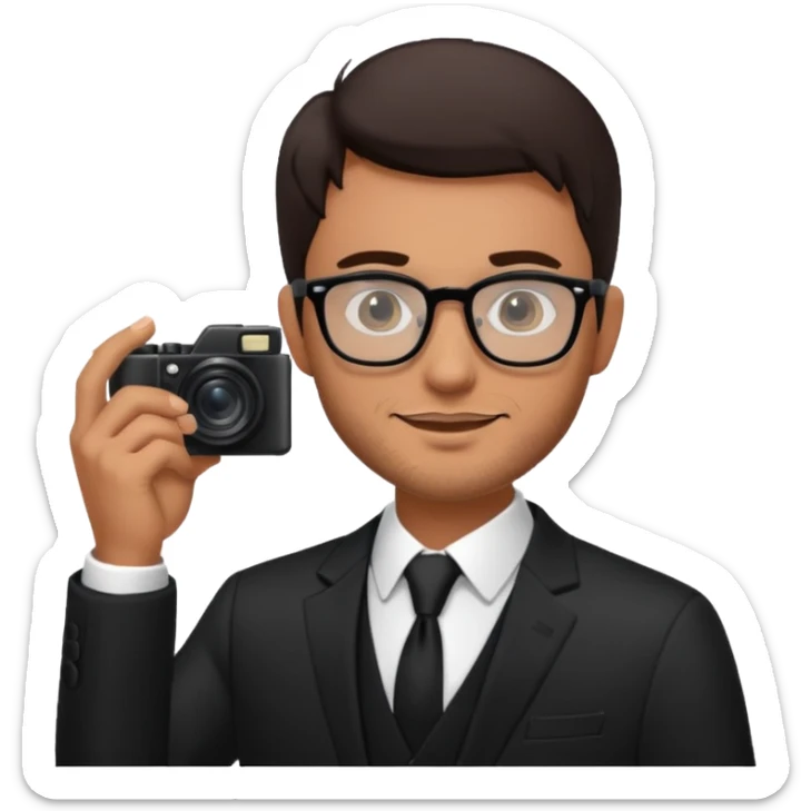 Hombre moreno con gafas haciendo fotos en una boda sticker