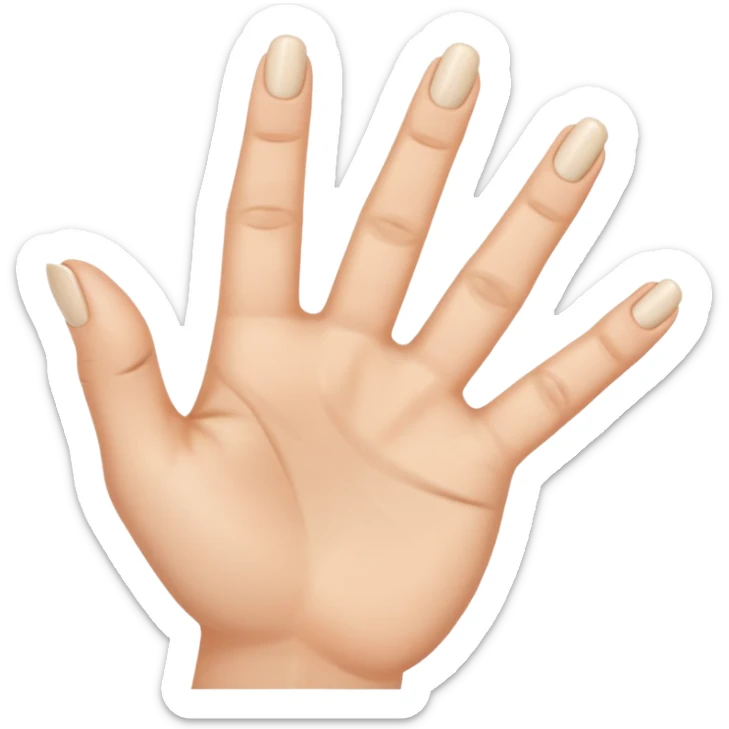 Keyboard background of cartoon woman's hand flicking me off, but has 3 middle fingers and the front of the fingers are facing me and the nail of the finger is located at the top and the knuckle joints. Other 3 fingers and thumb are folded down into fist sticker