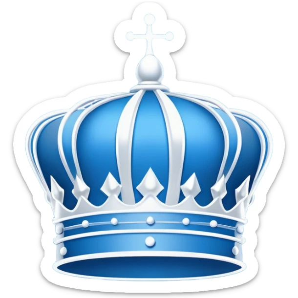side view of a plain blue blueprint plan with a simple sketch of a crown in white lines sticker