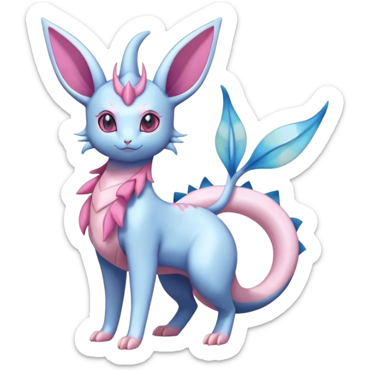 Shiny Cute Milotic-Sylveon-Espeon-Vaporeon-Dragonair-Pokémon-hybrid-fusion full body sticker
