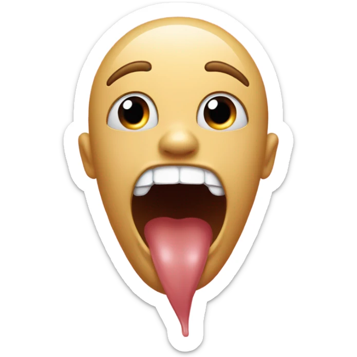 Drool mouth with top of nose in mouth and bottom sticking out with two feet emojis behind it sticker