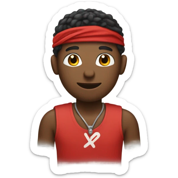 Black male with red bandana tied around his head using his hands to signify the word “okay” sticker