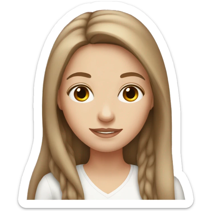 White girl with long brown hair sticker