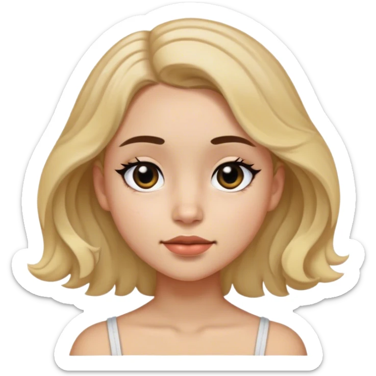 Chica con pelo cortó a los hombros con pequeñas ondulaciones, piel blanca, ojos negros y un pequeño lunar debajo del ojo izquierdo  sticker