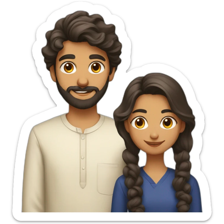 indian gujarati 21 year old brother with a beard and teenager sister with wavy hair sticker