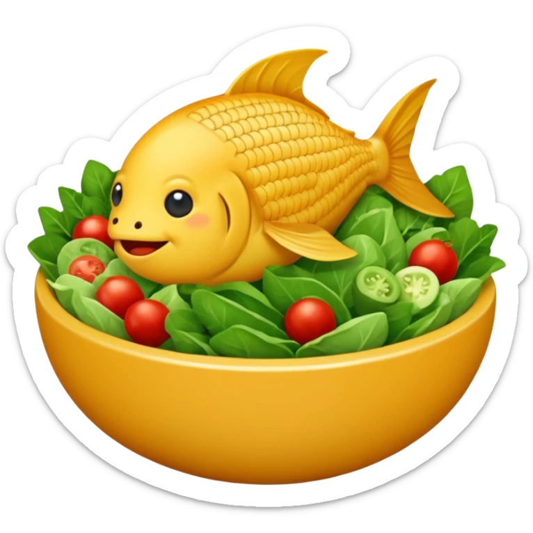 buatkan emoji salad namun berbentuk ikan 🐟 yang chubby untuk discord emoji tentang mancing sticker