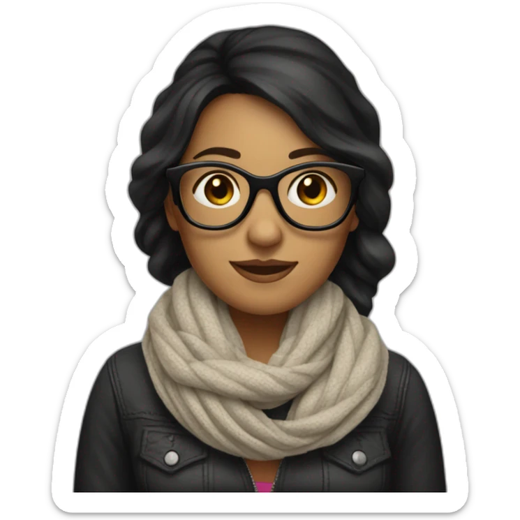 Woman in her 35s, dark hair with dark glasses and a scarf on her head. It's like I'm going to the beach sticker