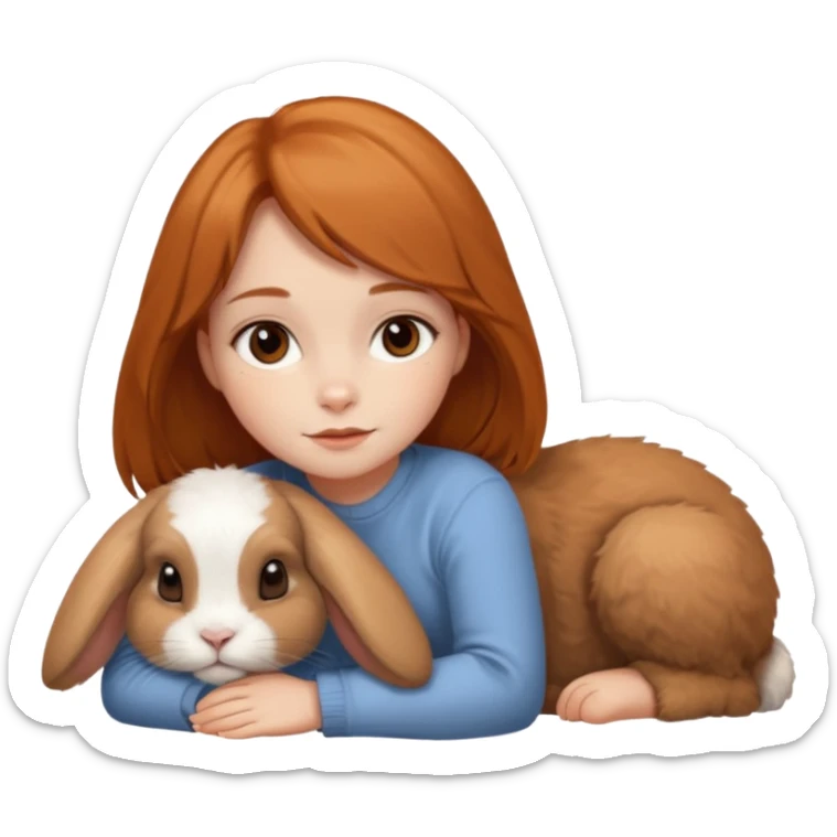 can she have brown eyes laying on the ground next to ginger holland lop sticker