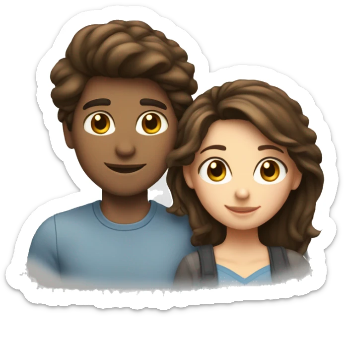 Love couple brunnete girl and boy sticker