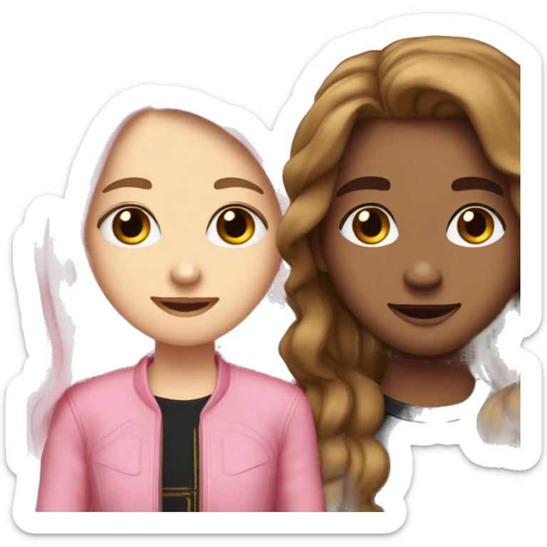 jj may bank proposing to a girl with long brown hair wearing pink and has hair like sabrina carpenter but brown sticker