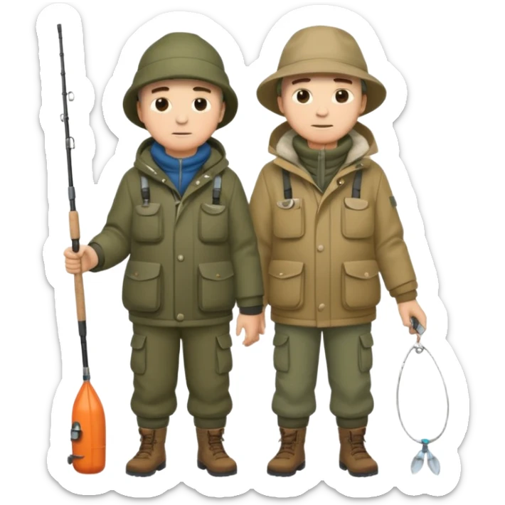 Father and son in fishing gear are cold full body sticker