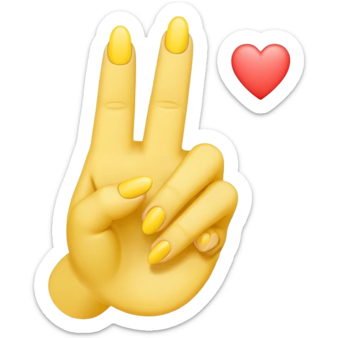 Yellow middle finger emoji with a small heart on the middle fingers nail. Other fingers should remain in the yellow tone sticker