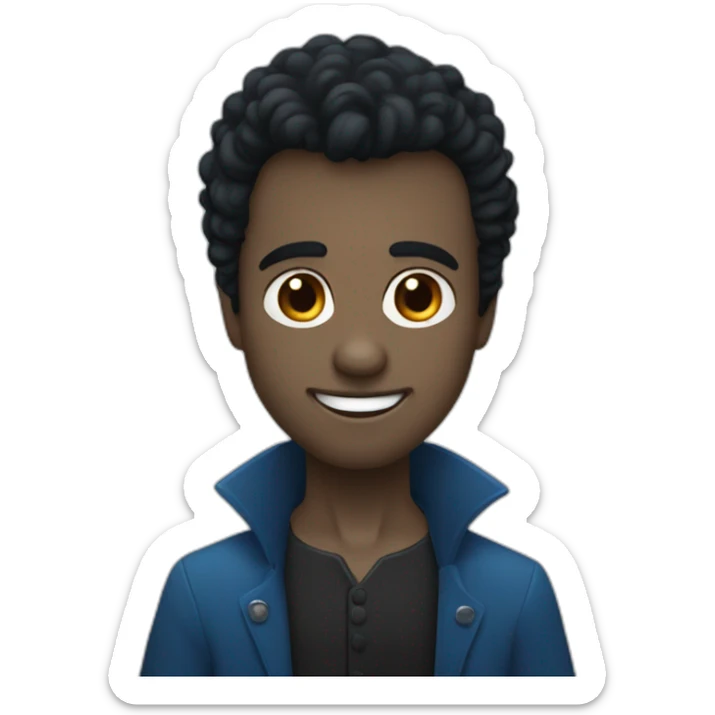 Un jeune homme noir, les cheveux bleus et qui a das dents de vampire. sticker
