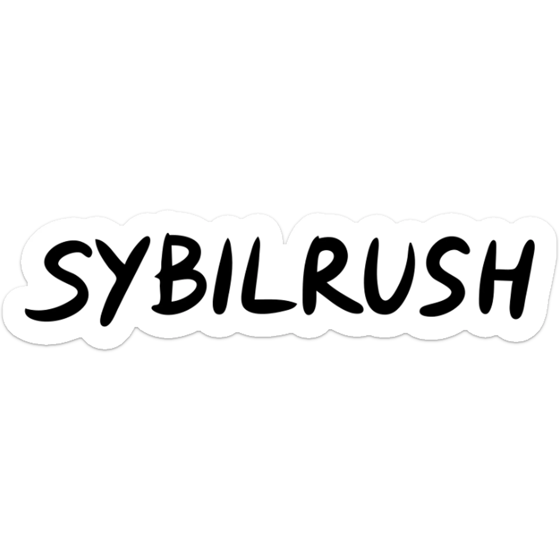 The text "SYBILRUSH" written clearly sticker