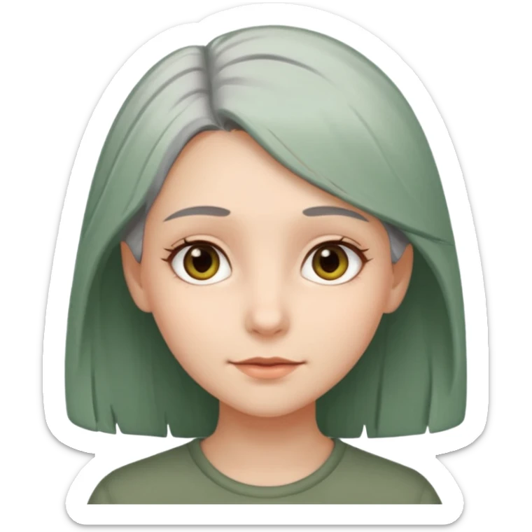 Girl with greenish gray hair and light brown eyes sticker