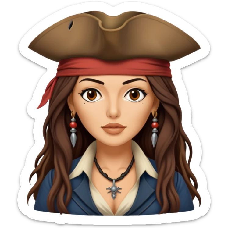 create emoji with face of monica bellucci and outfit of jack sparrow sticker