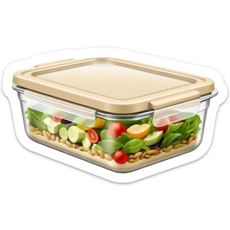 beige glass meal prep container for garden salad sticker