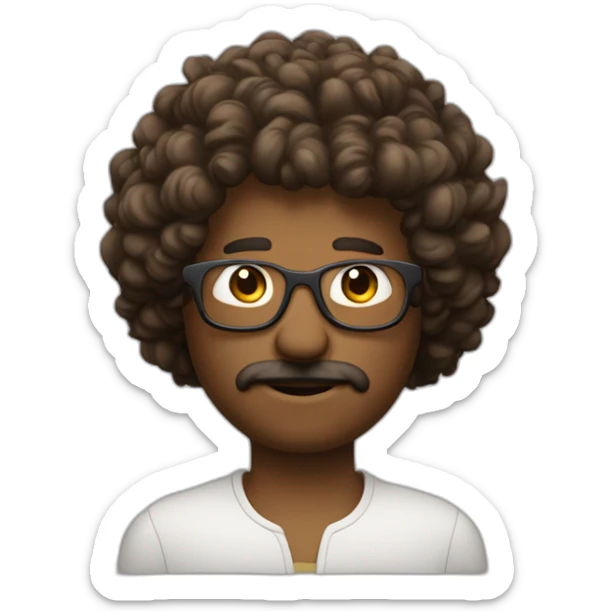 Homme métisse avec cheveux bouclés brun et un taper et des lunettes sticker