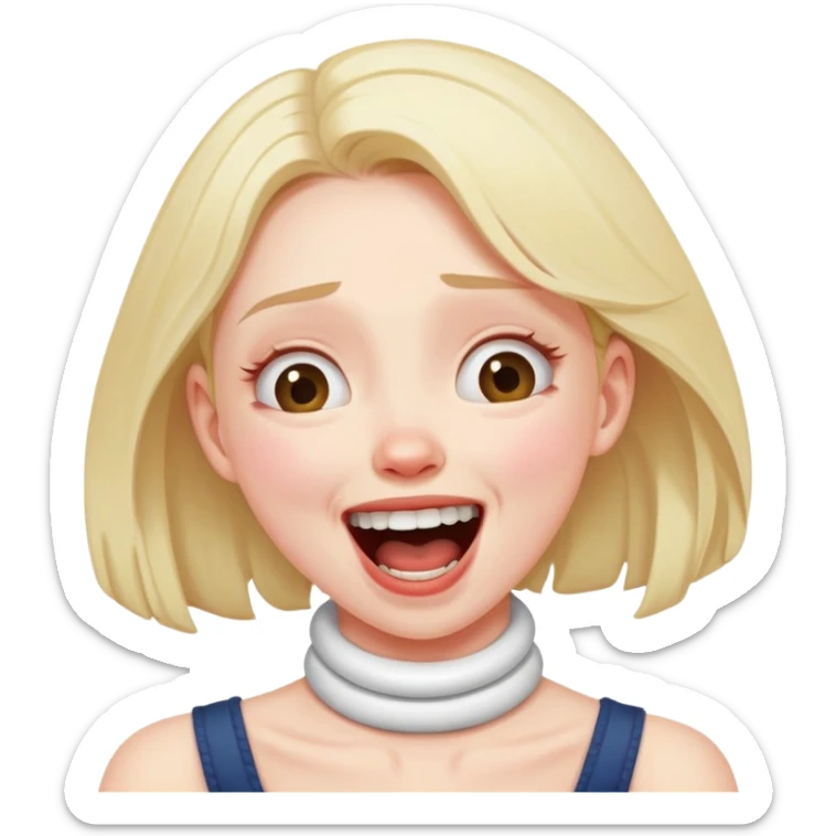 Girl choking her neck kinnda laughing but more anxiety sticker