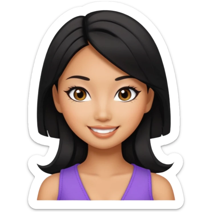 asian tanned beauty standard, pretty bratz baddie, black eyeliner sticker