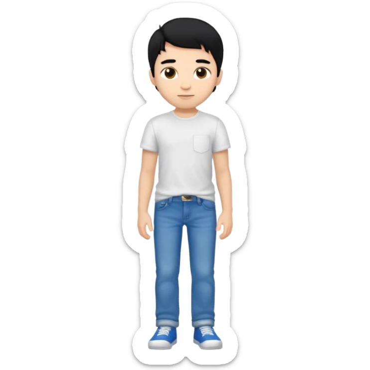 light skin black hair boy full body sticker