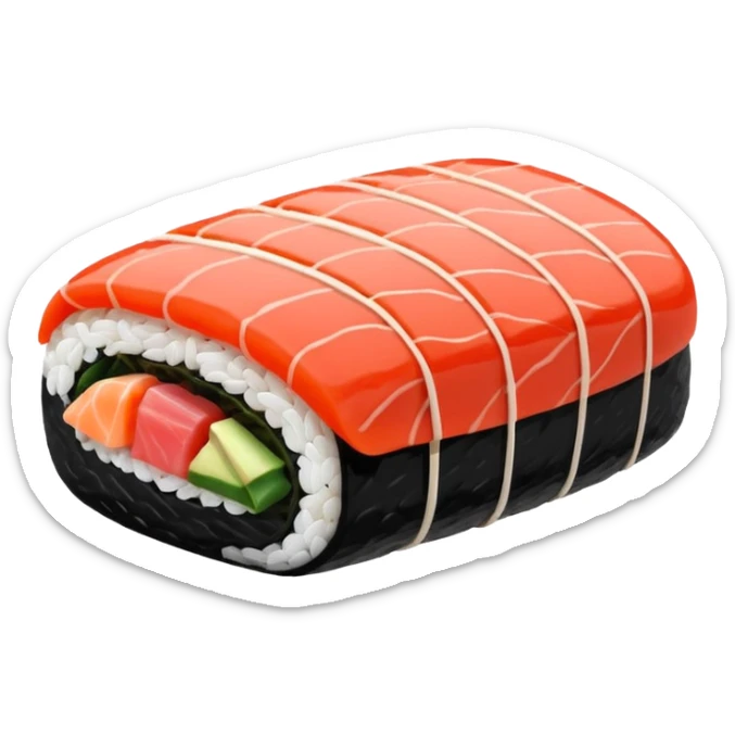 Japanese cuisine humanless avatar in minimalist emoji-style illustration. Sushi , clean lines, red white colors, flat design, calm and modern. sticker