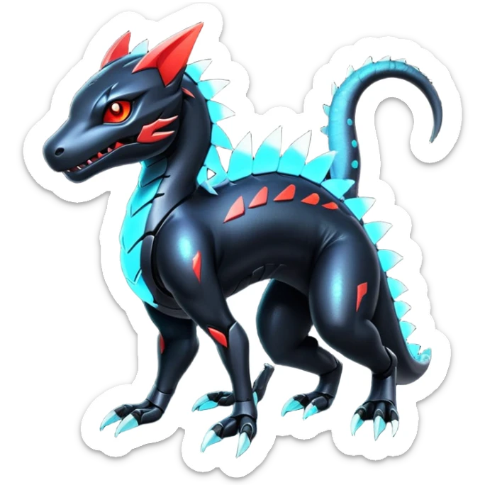 Modern Futuristic Iridescent Cyber-Salandit-Litten-Hybrid (Full body) sticker