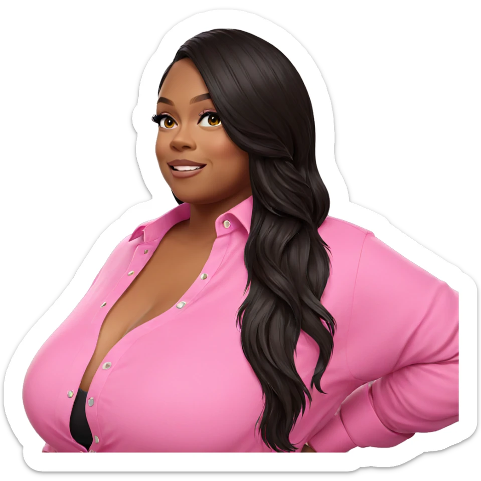 smiling girl in pink shirt sticker