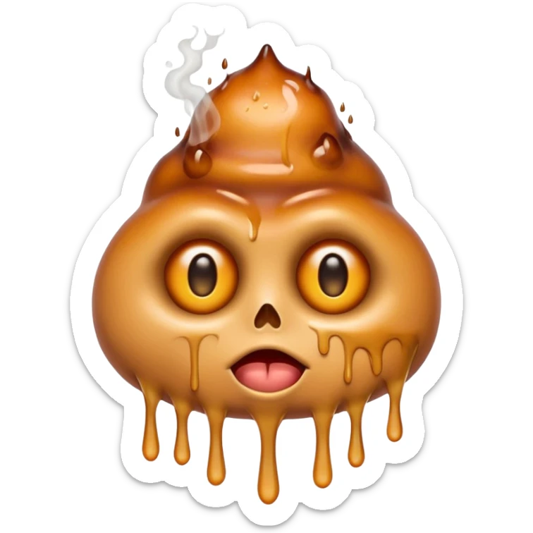 EXTREMELY Geeked Emoji of a sebacous gland cell smoking with freaky eyes and leaking and melting sticker