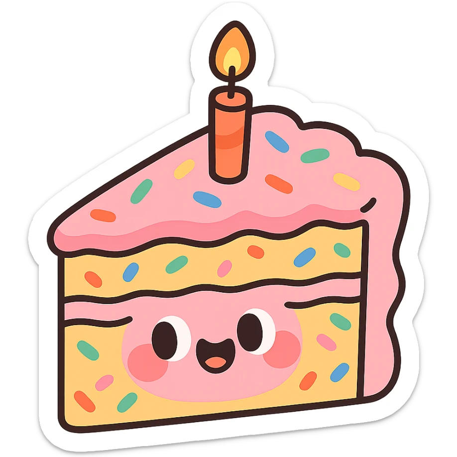 slice of funfetti birthday cake sticker