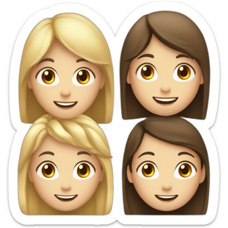 White family, 1 mom with dark hair, 1 boy with Brown hair, 2 girl with long blond hair sticker