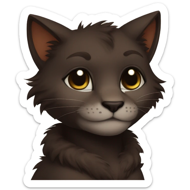 Anthro Shy Cute Cool Edgy Pretty Dark Brown Furry Feline Animal Anthro Sona sticker