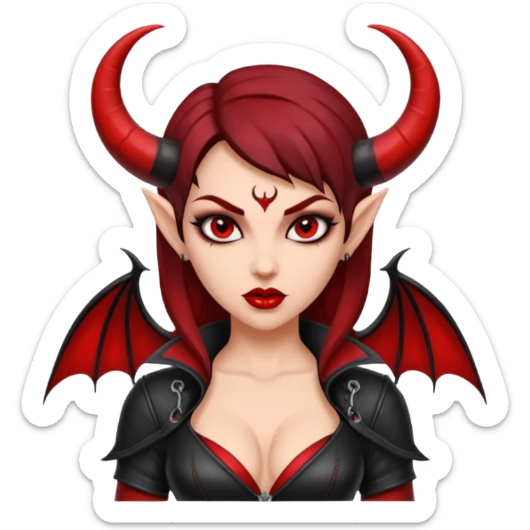 Lilith symbol seductress evil brow haired sexy succubus woman with leather on sticker
