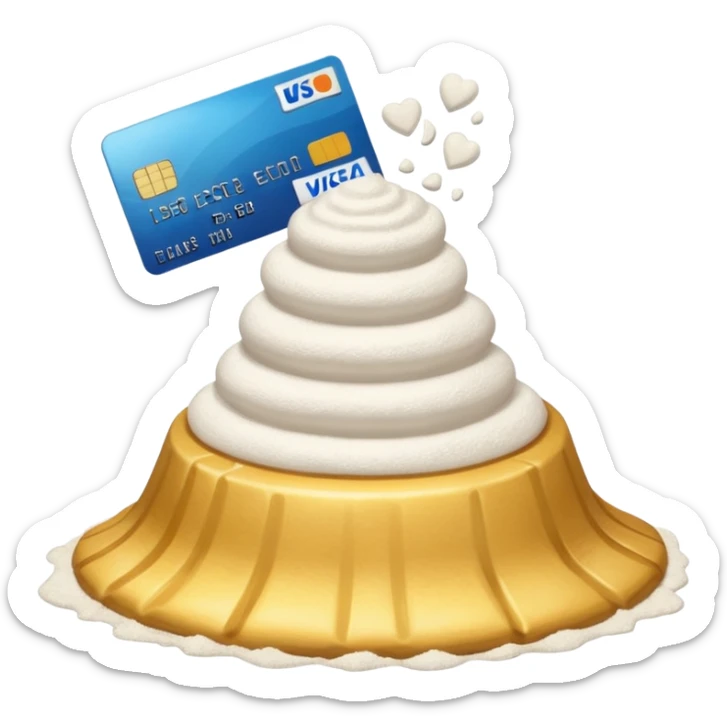 Emoji with a pile of flour and a credit card sticker