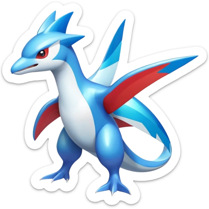 Shiny Latios-Latias-Salamence-Koraidon-Fakémon-hybrid-creature (full body)  sticker