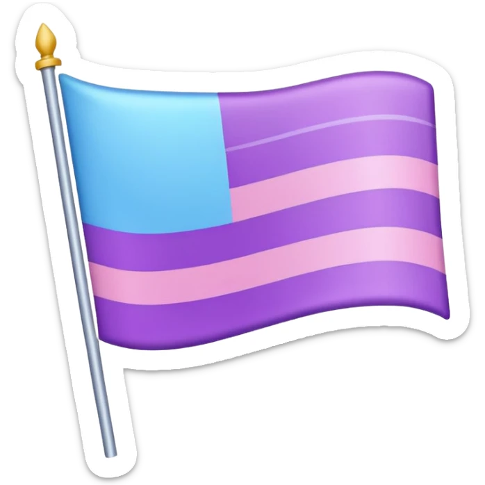 I want a flag, I want the first stripe at the very top of the flag to be pink 🩷. The middle stripe will be the color purple 💜. And finally the bottom stripe will be the color blue 💙. Only those three colors in that exact order. sticker