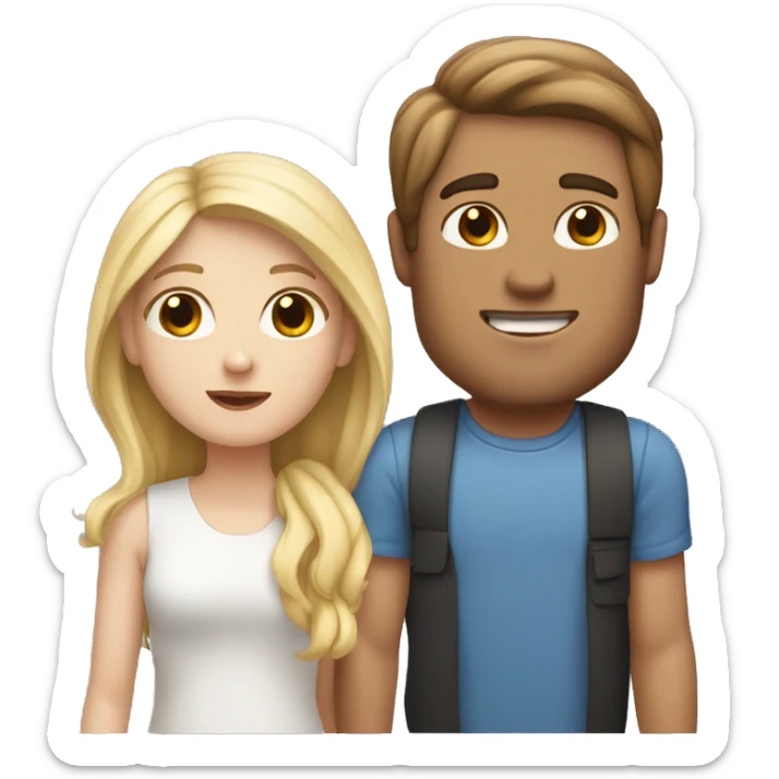 A couple with a White boy with Brown hair en a White Girl with blonde hair sticker