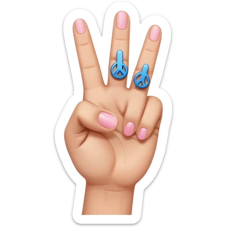 peace sign emoji but with the middle and ring fingers up instead of the index and middle finger. Keep the pinky, index, and thumb down. Only have the 5 normal fingers in the picture sticker
