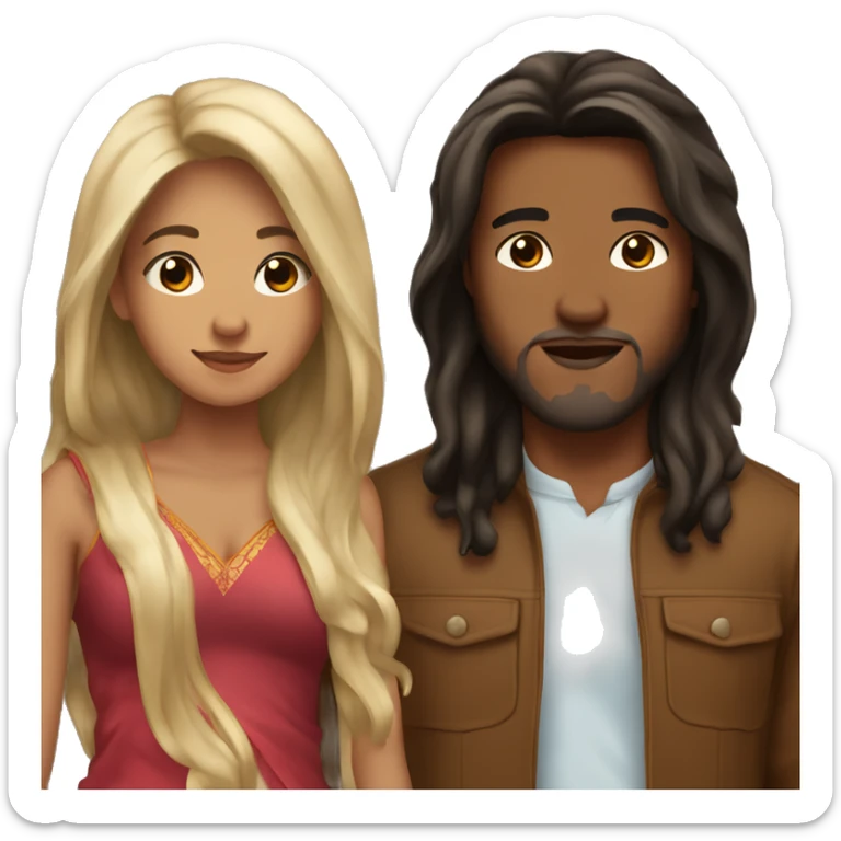 Make me and my lover, i’m asian and morrocan with long hair and my boyfriend is brown skin sticker