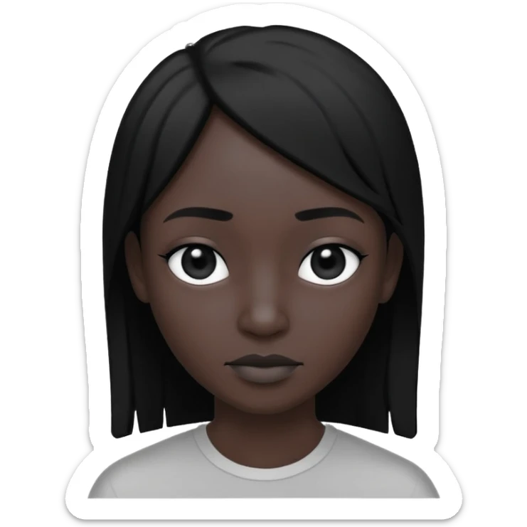 Matte black mannequin in the style of a default avatar. Monochrome with no lines. The eyes should be as matte black as the hair. sticker