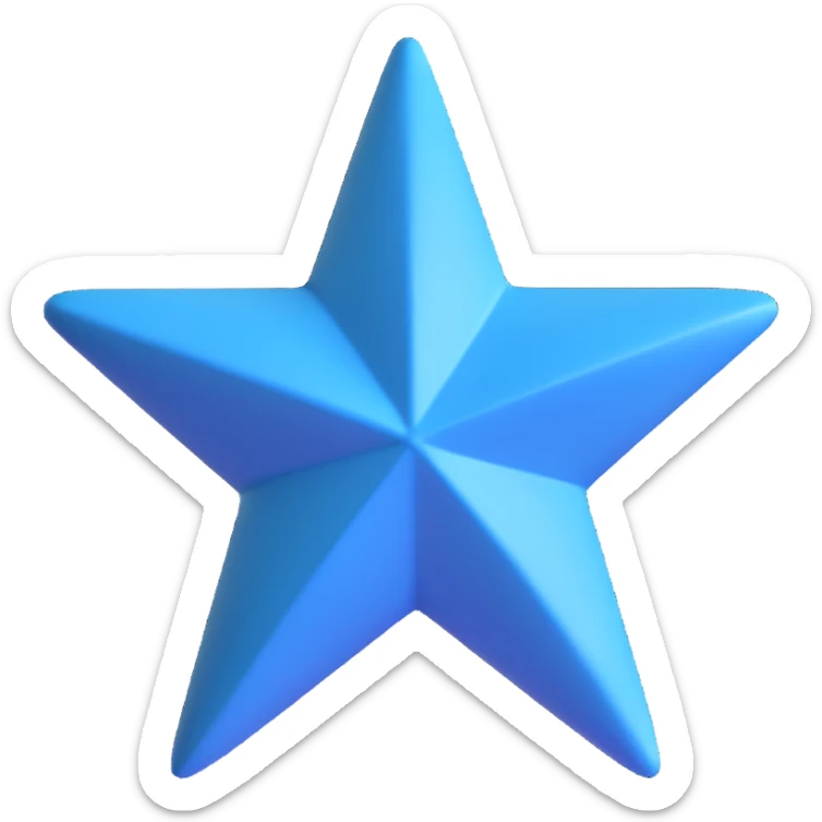 Remove the lines and creases in the center of the blue star, making the surface smooth and seamless, while keeping the 3D look and color intact. sticker