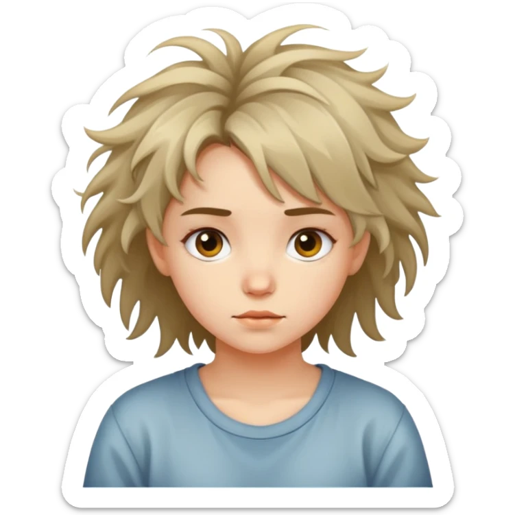 A young girl's head with messy hair, no body sticker