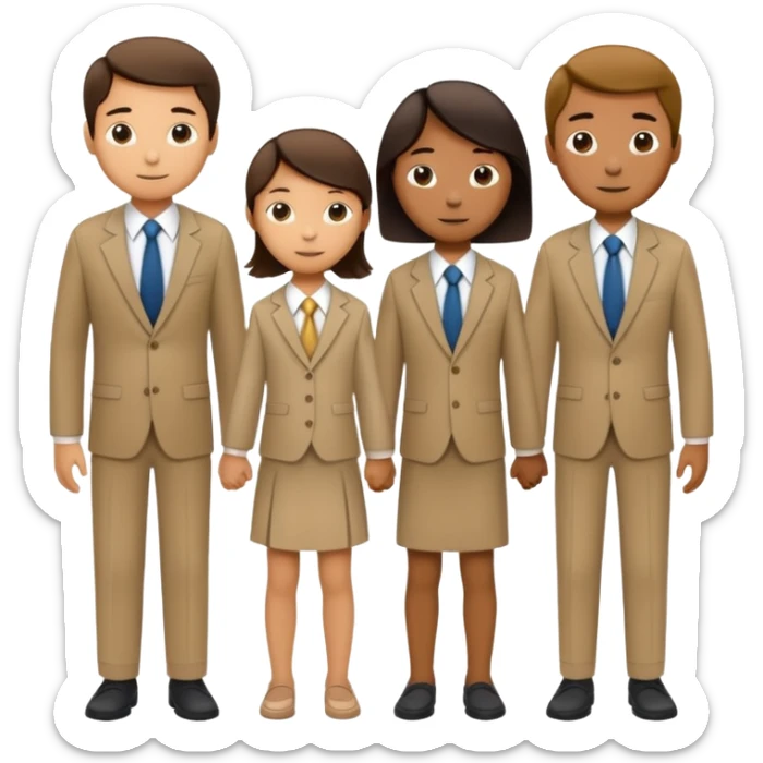 Simple thin line child-drawn stick figure young family that all wear ties  sticker