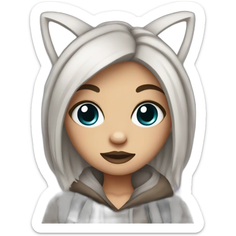 White Girl with piercings in funky raccoon costume sticker